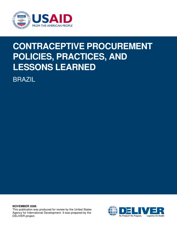 Contraceptive procurement policies, practices, and lessons learned : Brazil