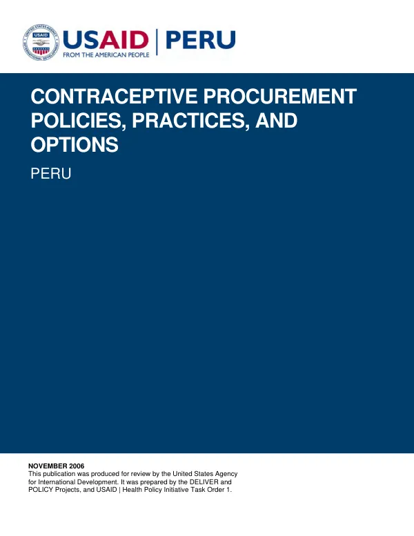 Contraceptive procurement policies, practices, and options : Peru
