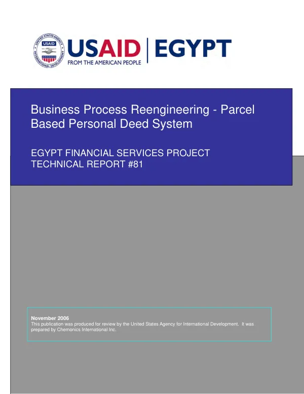 Business process reengineering -- parcel based personal deed system