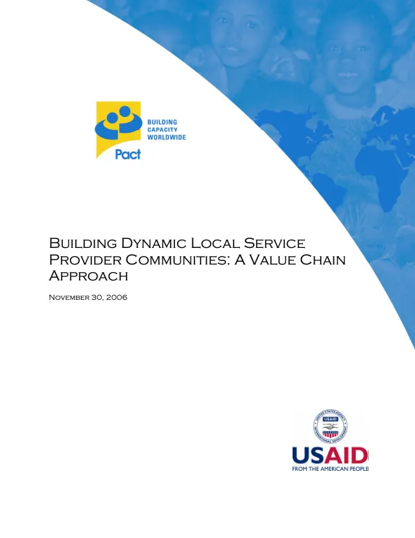Building dynamic local service provider communities : a value chain approach