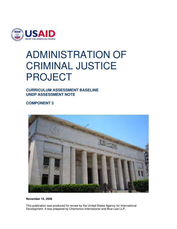 Curriculum assessment baseline : UNDP assessment note, component 3