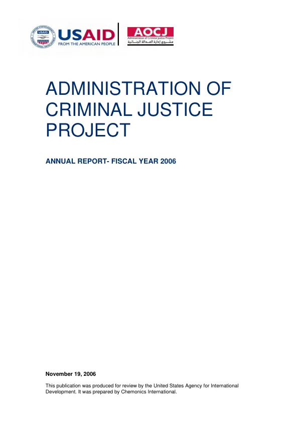 Administration of criminal justice project : annual report-fiscal year 2006
