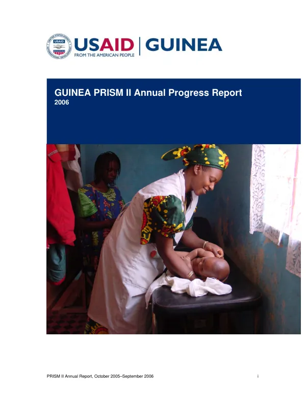Guinea PRISM II annual report, October 2005-September 2006