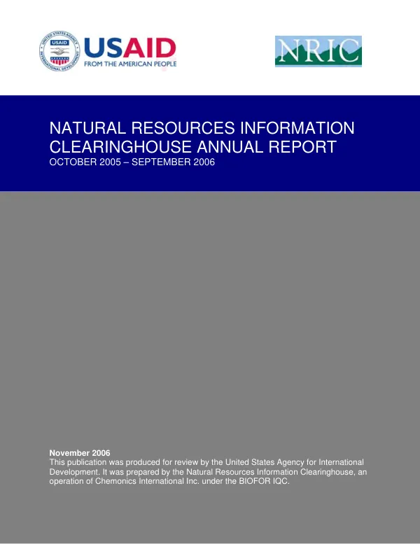Natural resources information clearinghouse annual report : October 2005-September 2006