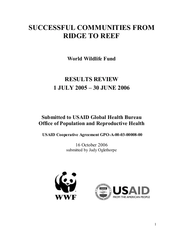 Successful communities from ridge to reef :results review 1 July 2005-30 June 2006