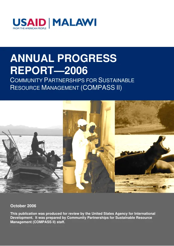 Annual progress report, 2006 : community partnerships for sustainable resource management (COMPASS II)
