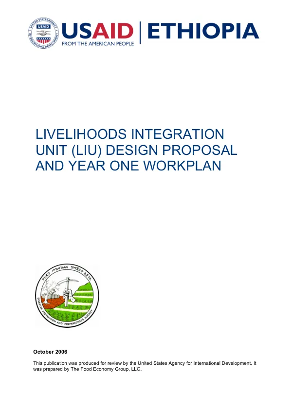Livelihoods integration unit (LIU) design proposal and year one workplan