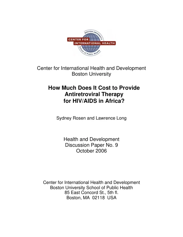 How much does it cost to provide antiretroviral therapy for HIV/AIDS in Africa?