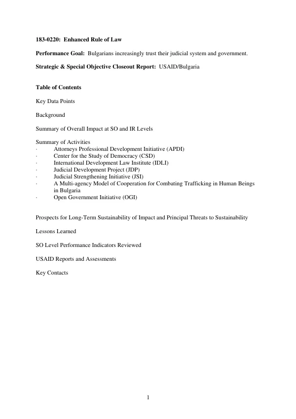 183-0220, enhanced rule of law : strategic & special objective closeout report