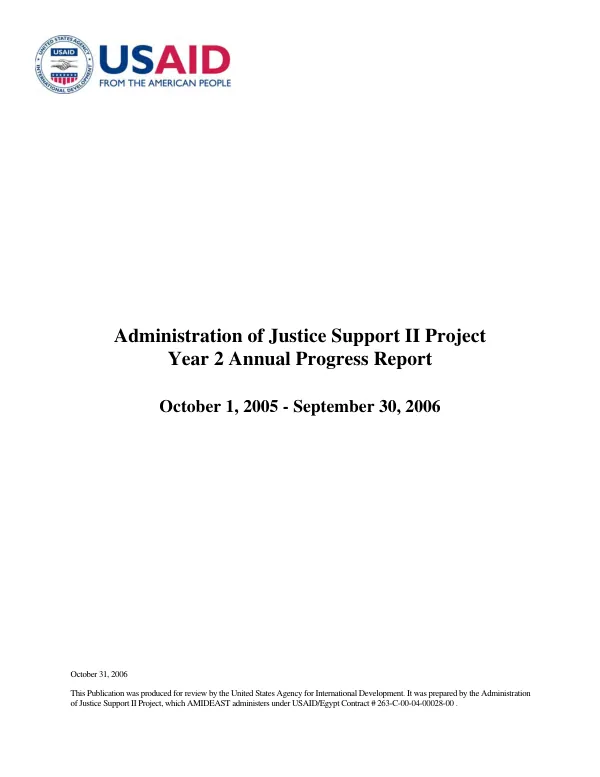Administration of justice support II project : year 2 annual progress report -- October 1, 2005-September 30, 2006