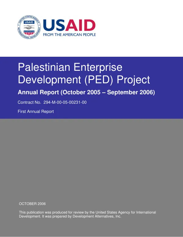 Palestinian enterprise development (PED) project : first annual report (October 2005-September 2006)