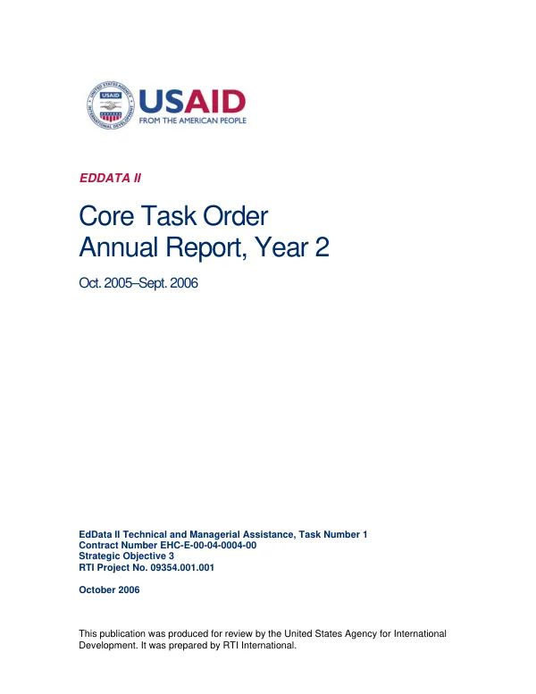 EdDATA II : core task order -- annual report, year 2, Oct 2005-Sept 2006