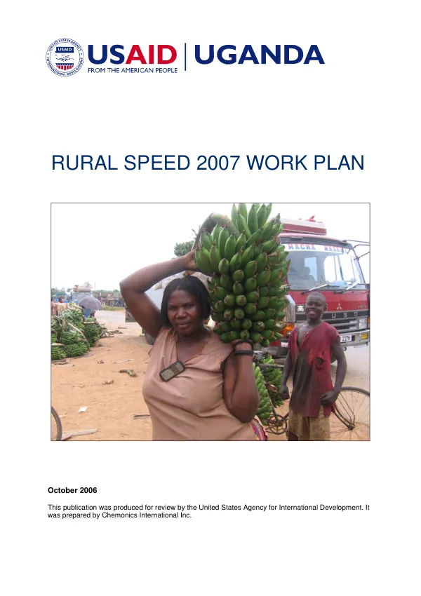 Rural SPEED : final workplan, October 2006-November 2007