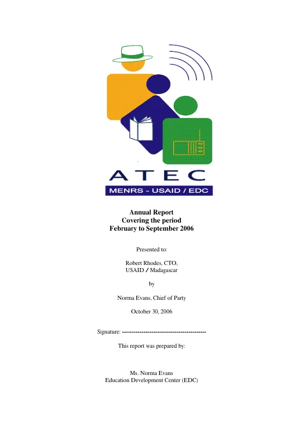 ATEC annual report covering the period February to September 2006