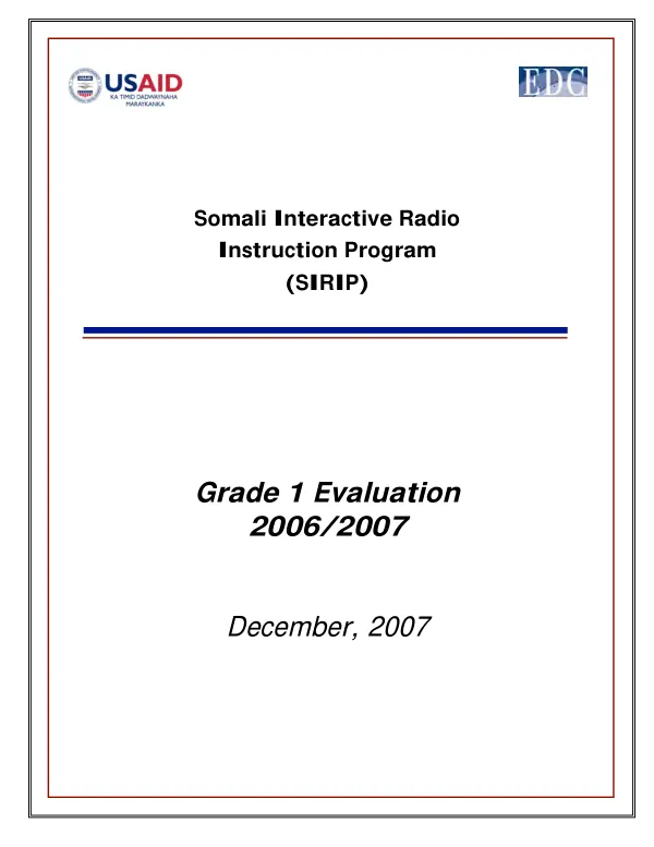 Grade 1 evaluation : 2006/2007