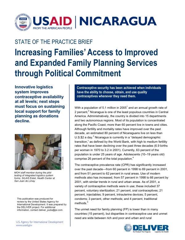 Increasing families" access to improved and expanded family planning services through political commitment