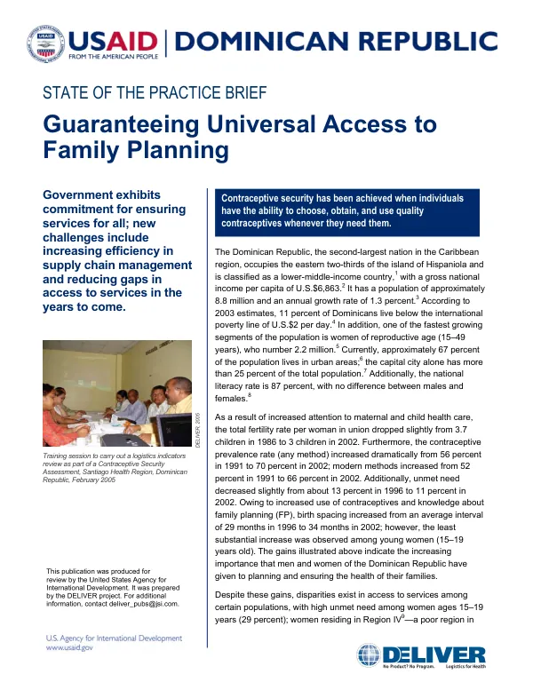 Guaranteeing universal access to family planning