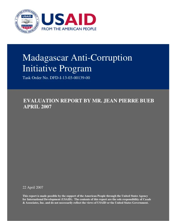 Madagascar anti-corruption initiative program : evaluation report
