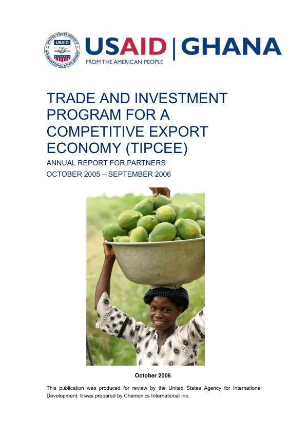 Trade and investment program for a competitive export economy (TIPCEE) : annual report for partners, October 2005-September 2006