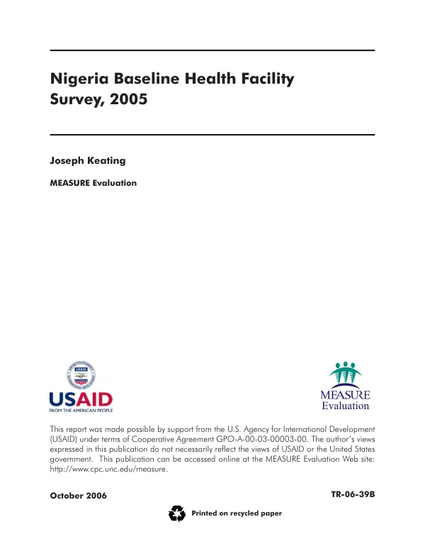Nigeria baseline health facility survey, 2005