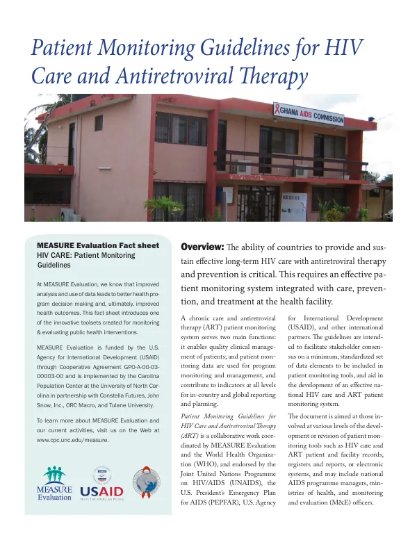 Patient monitoring guidelines for HIV care and antiretroviral therapy