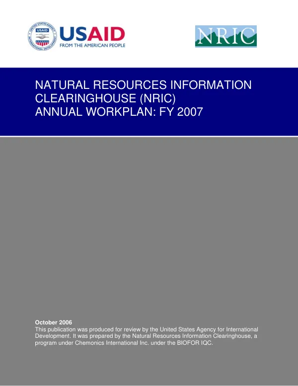 Natural Resources Information Clearinghouse (NRIC) annual workplan : FY 2007