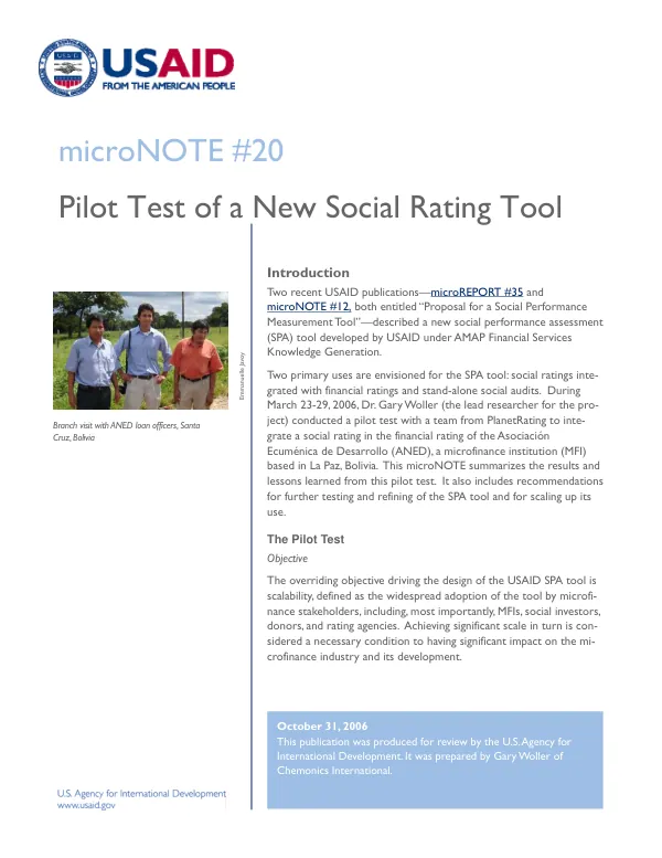Pilot test of the new social rating tool
