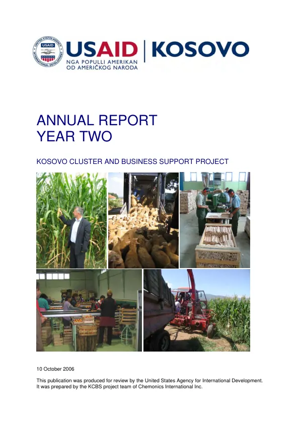 Annual report year two, October 1, 2005-September 30, 2006 : Kosovo cluster and business support project