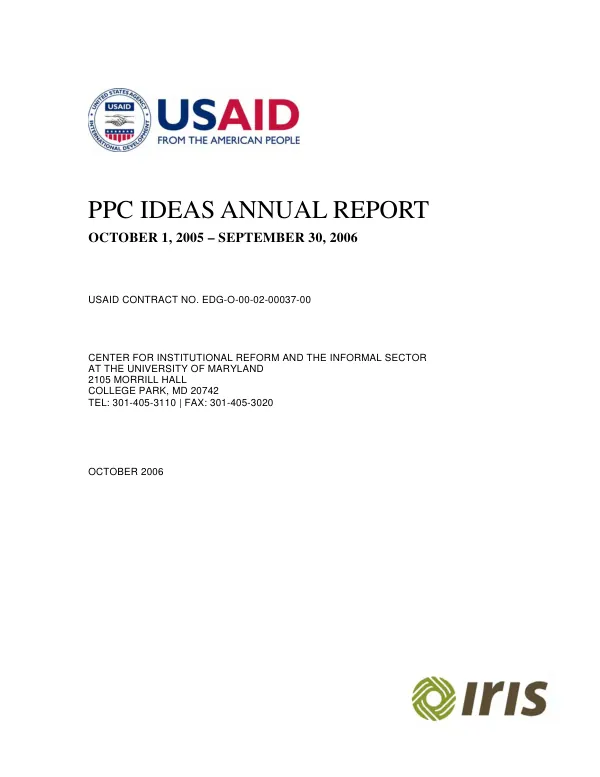 PPC IDEAS annual report, October 1, 2005-September 30, 2006