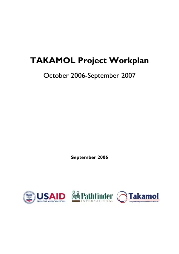 Takamol project workplan -- October 2006-September 2007