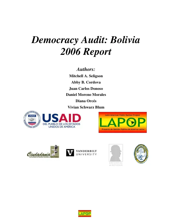 Democracy audit : Bolivia 2006 report