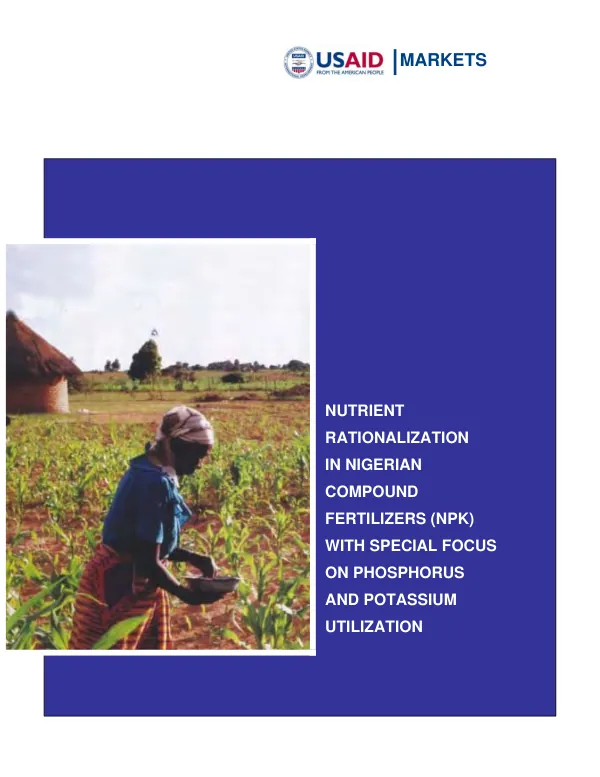 Nutrient rationalization in Nigerian compound fertilizers (NPK) with special focus on phosphorus and potassium utilization