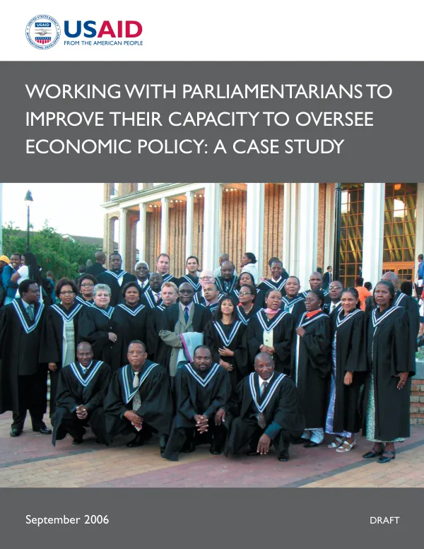 Working with parliamentarians to improve their capacity to oversee economic policy : a case study