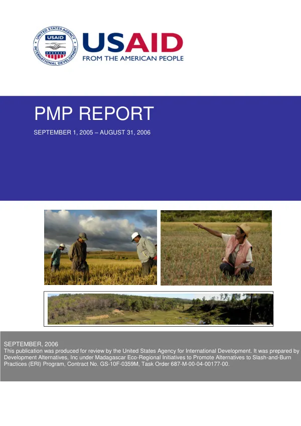 PMP (performance and monitoring plan) report, September 1, 2005-August 31, 2006