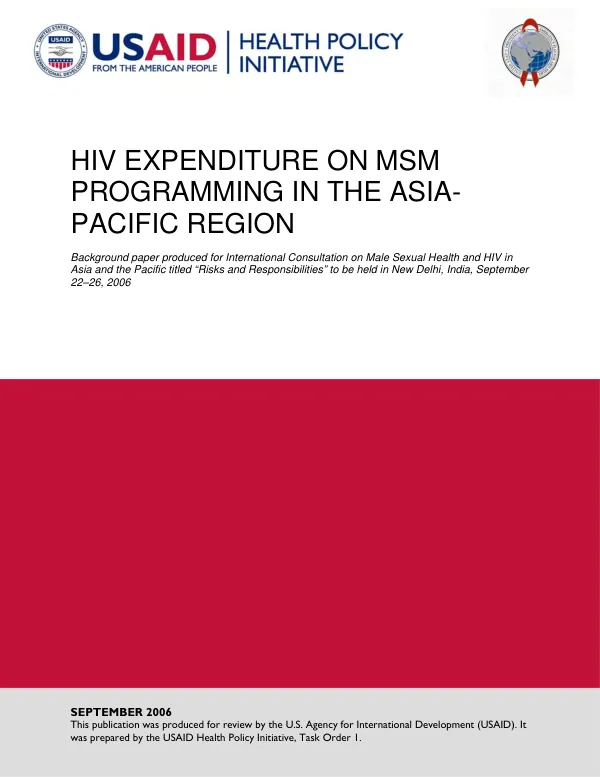 HIV expenditure on MSM programming in the Asia-Pacific region