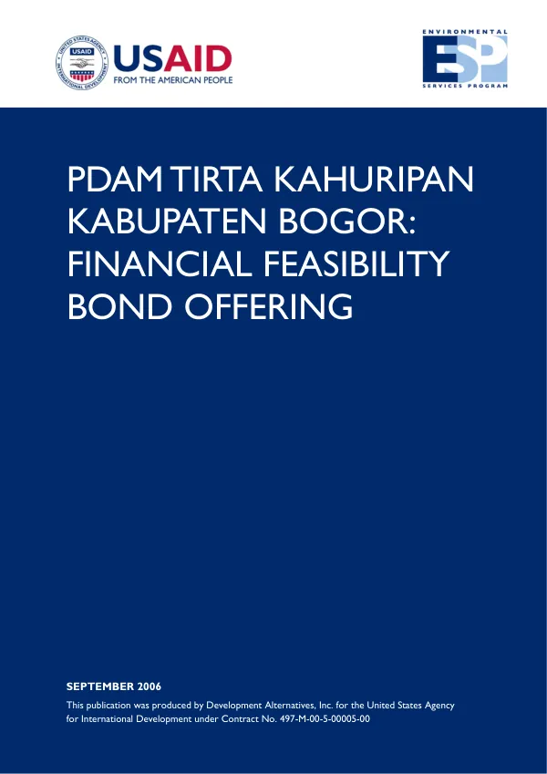 PDAM Tirta Kahuripan Kabupaten Bogor : financial feasibility bond offering