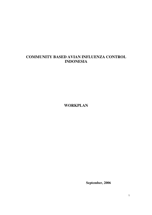 Community based avian influenza control, Indonesia : workplan [year one]