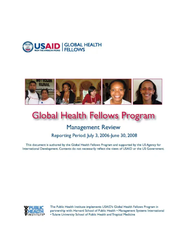 Global health fellows program (GHFP) : management review, July 3, 2006-June 30, 2008