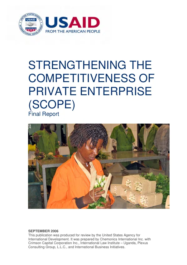 Strengthening the competitiveness of private enterprise (SCOPE) : final report