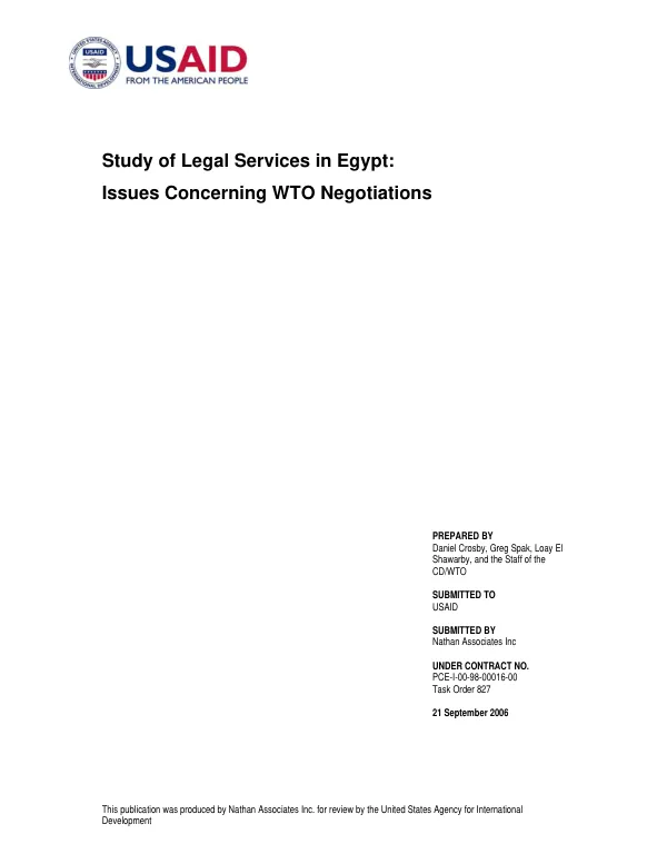 Study of legal services in Egypt : issues concerning WTO negotiations