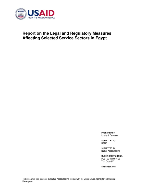 Report on the legal and regulatory measures affecting selected service sectors in Egypt