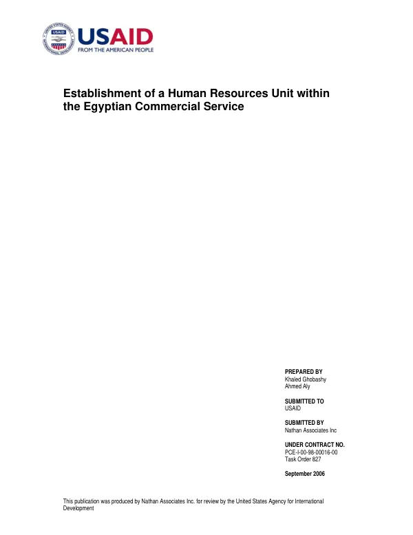 Establishment of a Human Resources Unit within the Egyptian Commercial Service