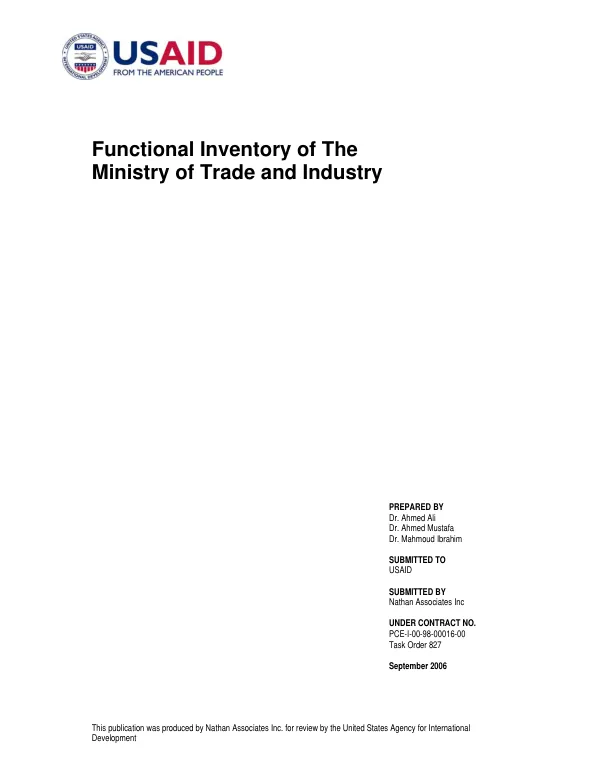 Functional inventory of the Ministry of Trade and Industry