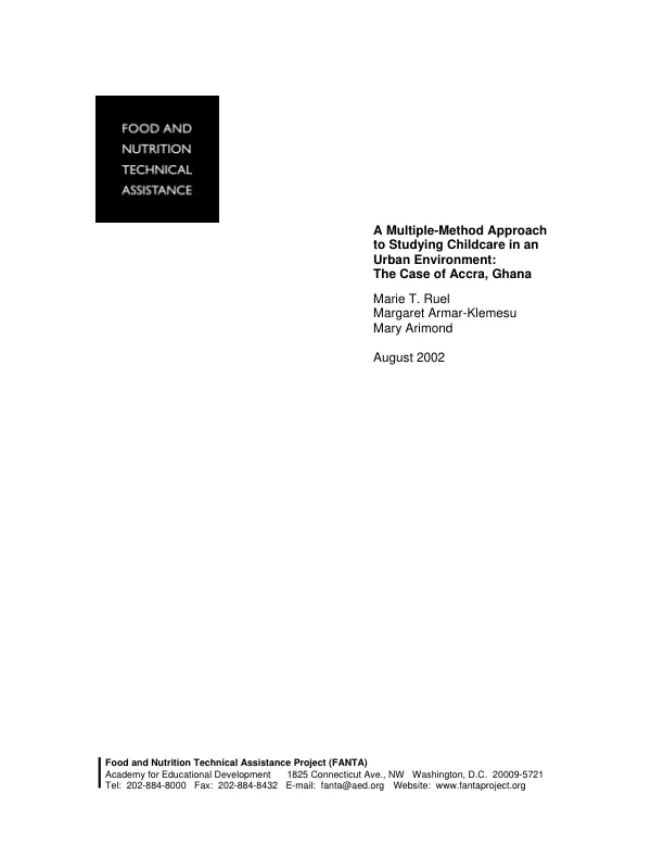 Multiple-method approach to studying childcare in an urban environment : the case of Accra, Ghana