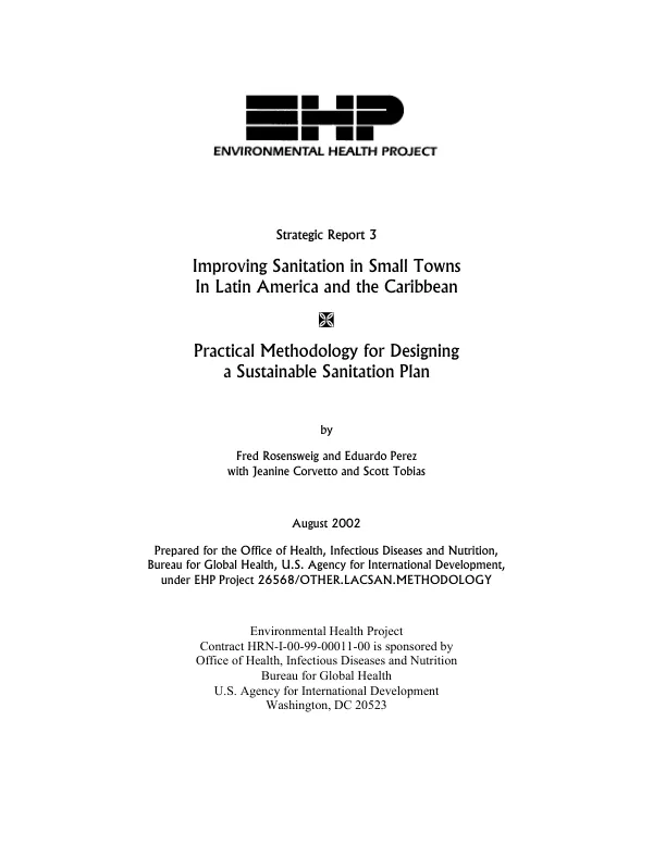 Improving sanitation in small towns in Latin America and the Caribbean : practical methodology for designing a sustainable sanitation plan