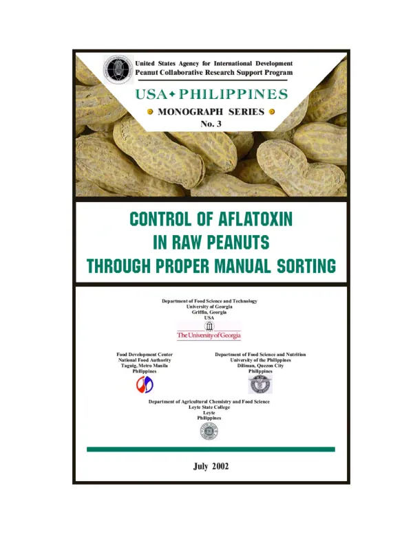 Control of aflatoxin in raw peanuts through proper manual sorting