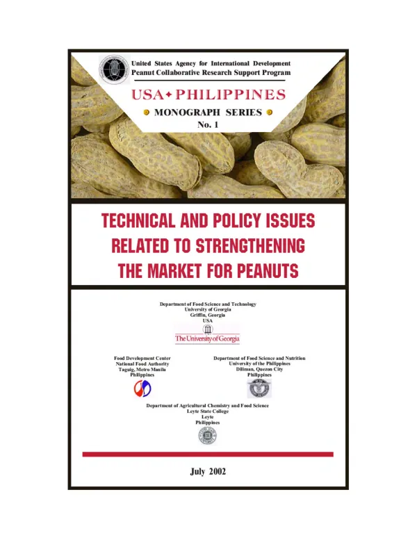 Technical and policy issues related to strengthening the market for peanuts