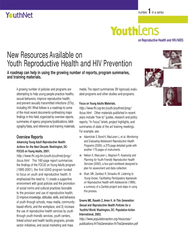 New resources available on youth reproductive health and HIV prevention