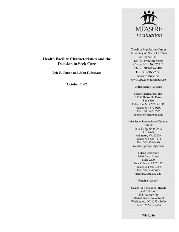 Health facility characteristics and the decision to seek care