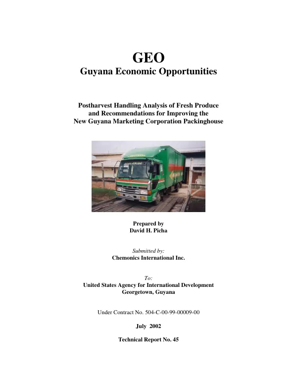 Postharvest handling analysis of fresh produce and recommendations for improving the New Guyana [Guyanese] Marketing Corporation [NGMC] packinghouse